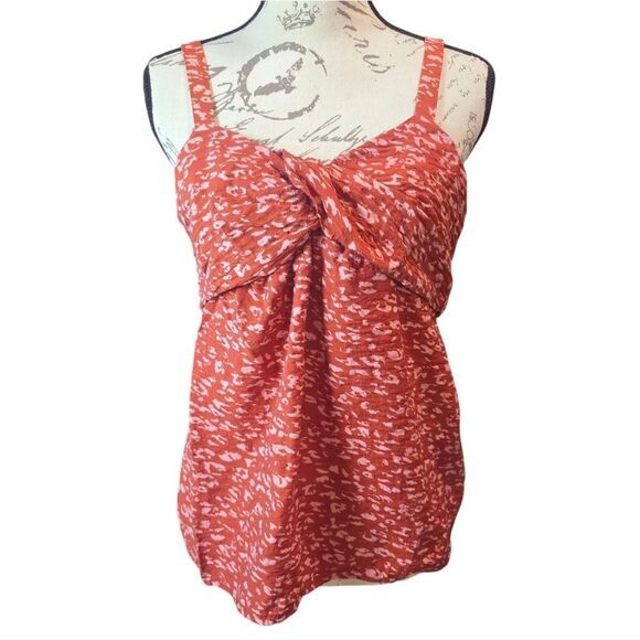 Simply Vera Vera Wang -270 Twist Front Tank Red Animal Print Women's Small - Picture 2 of 9